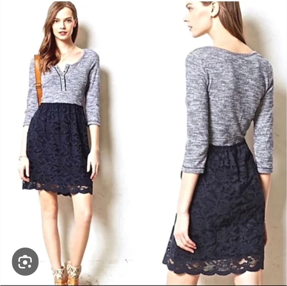 Anthropologie Lilka Blue Lace Dress Small